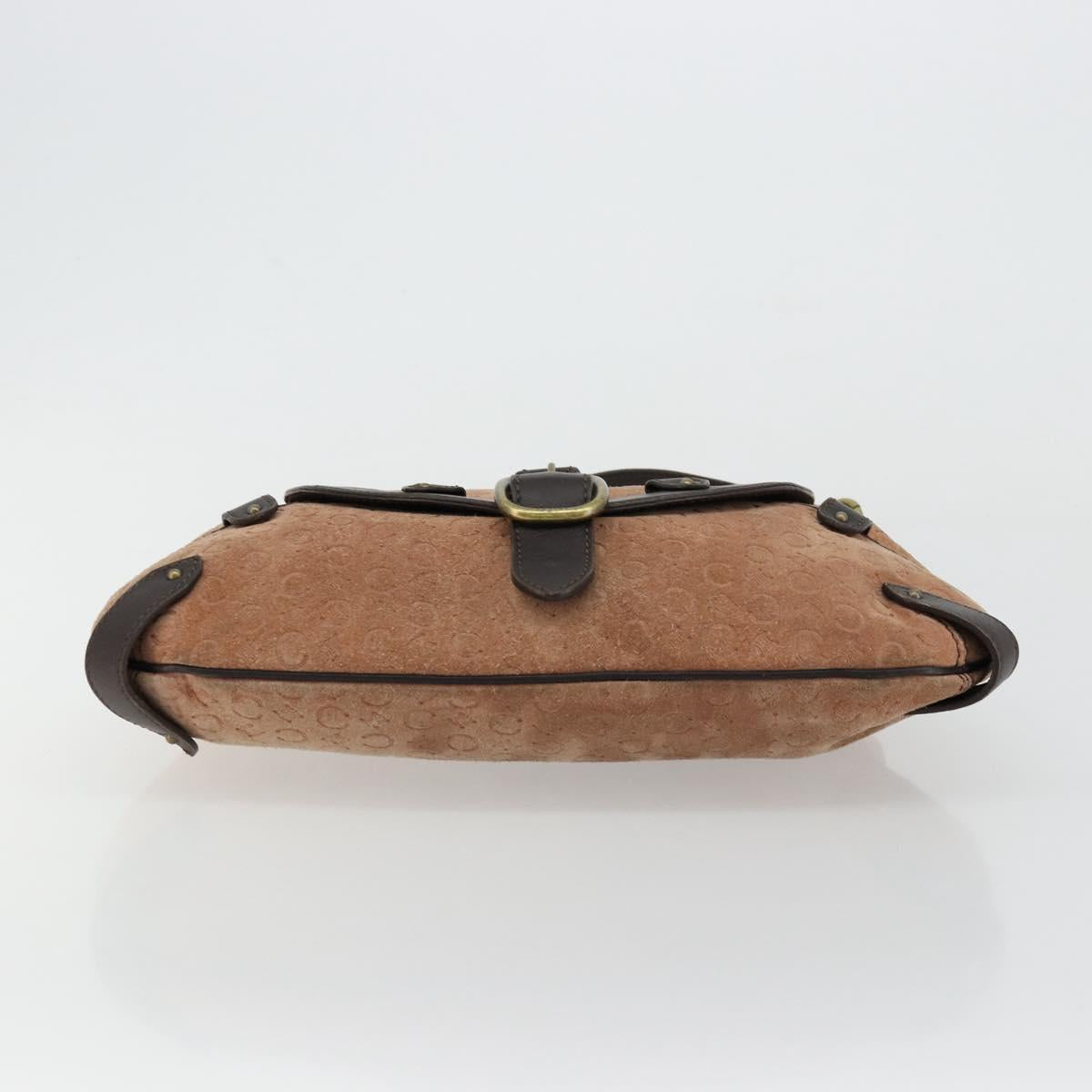 CELINE C Macadam Canvas Chain Shoulder Bag Suede Brown Gold Auth 177715A
