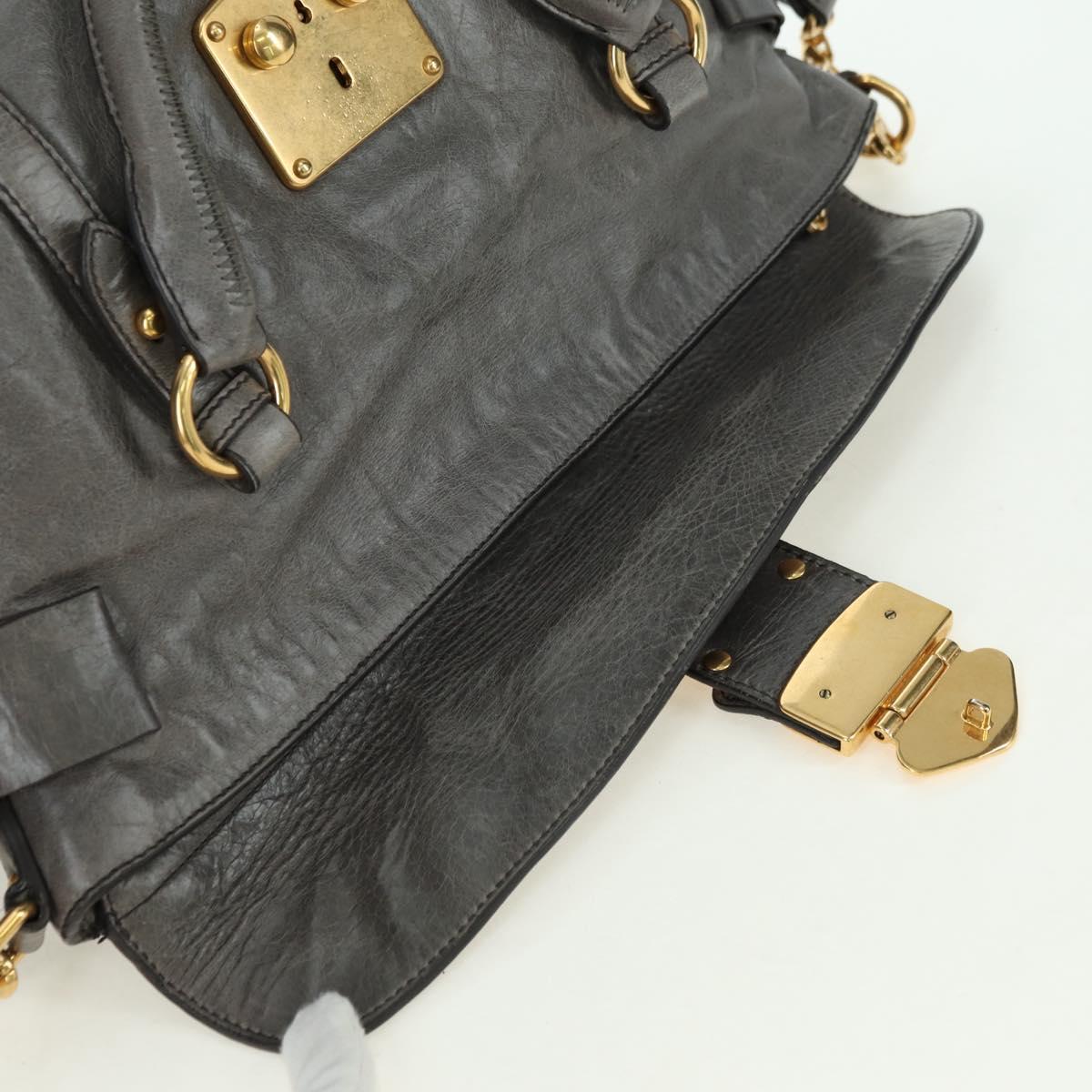 Miu Miu Hand Bag Leather 2way Gray Gold Auth 177717SAM