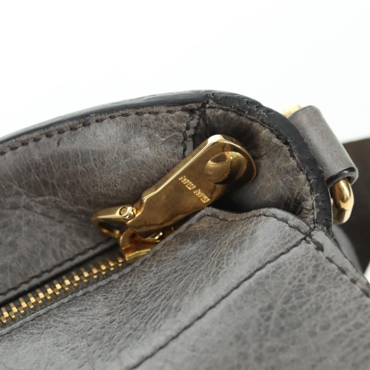 Miu Miu Hand Bag Leather 2way Gray Gold Auth 177717SAM