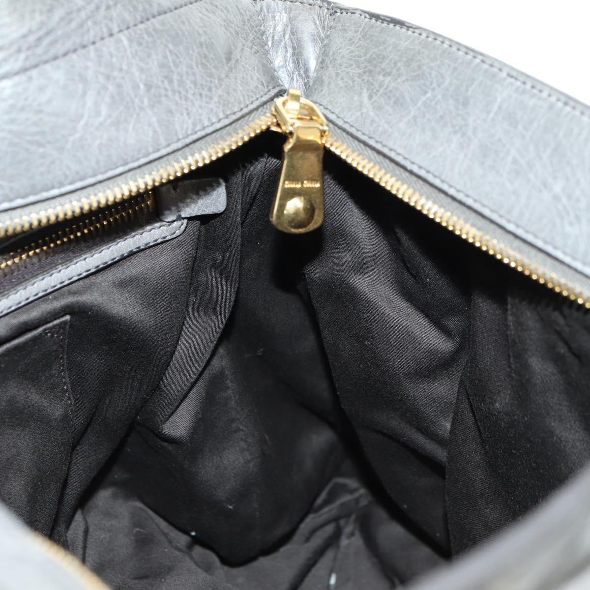 Miu Miu Hand Bag Leather 2way Gray Gold Auth 177717SAM
