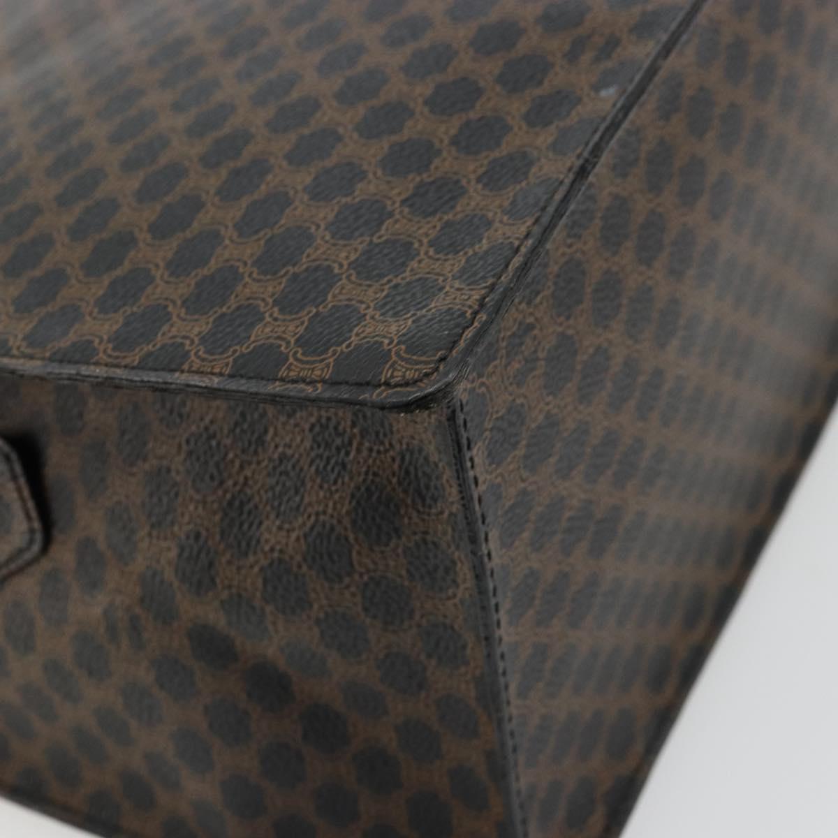 CELINE Macadam Canvas Hand Bag PVC Leather Black Gold Auth 177722
