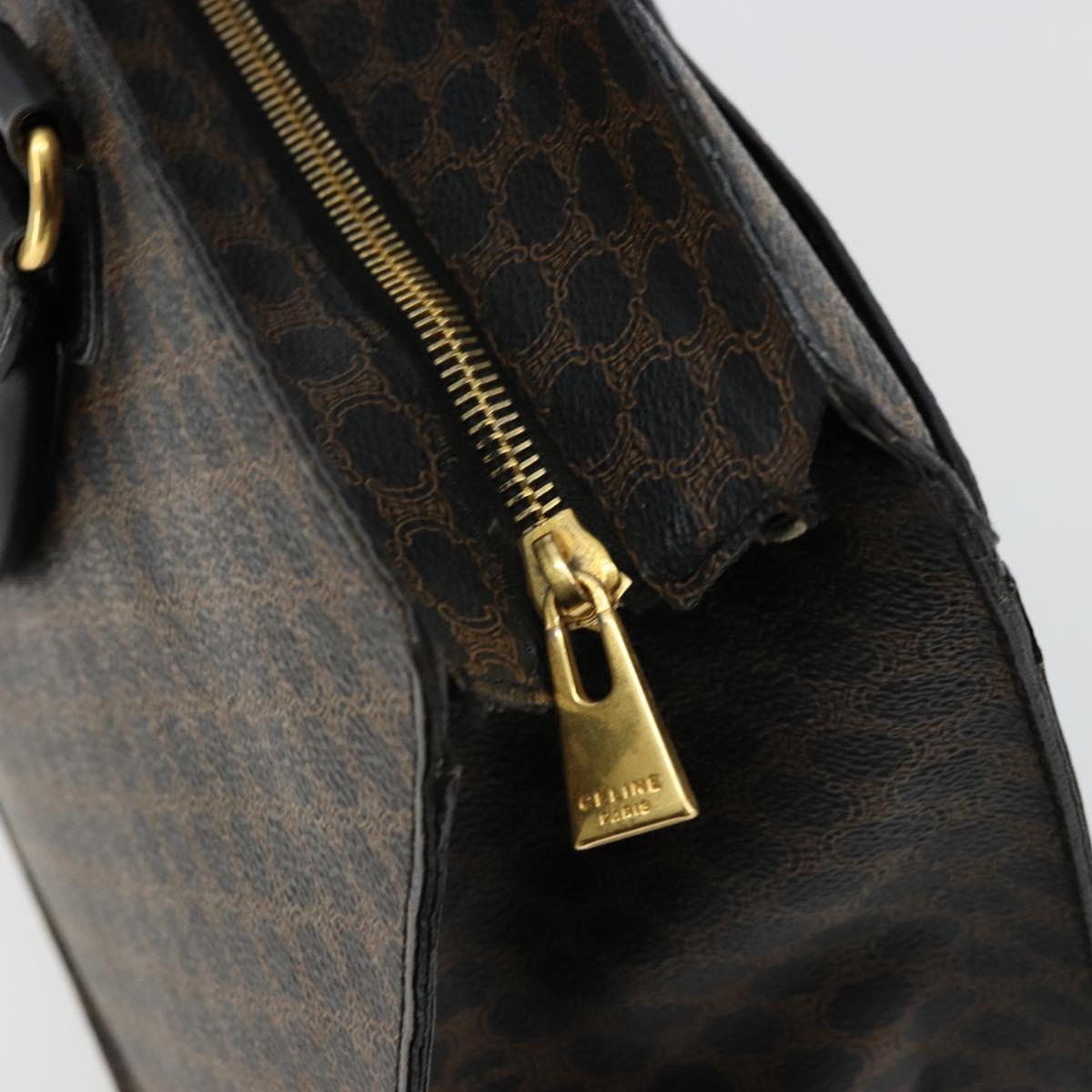 CELINE Macadam Canvas Hand Bag PVC Leather Black Gold Auth 177722