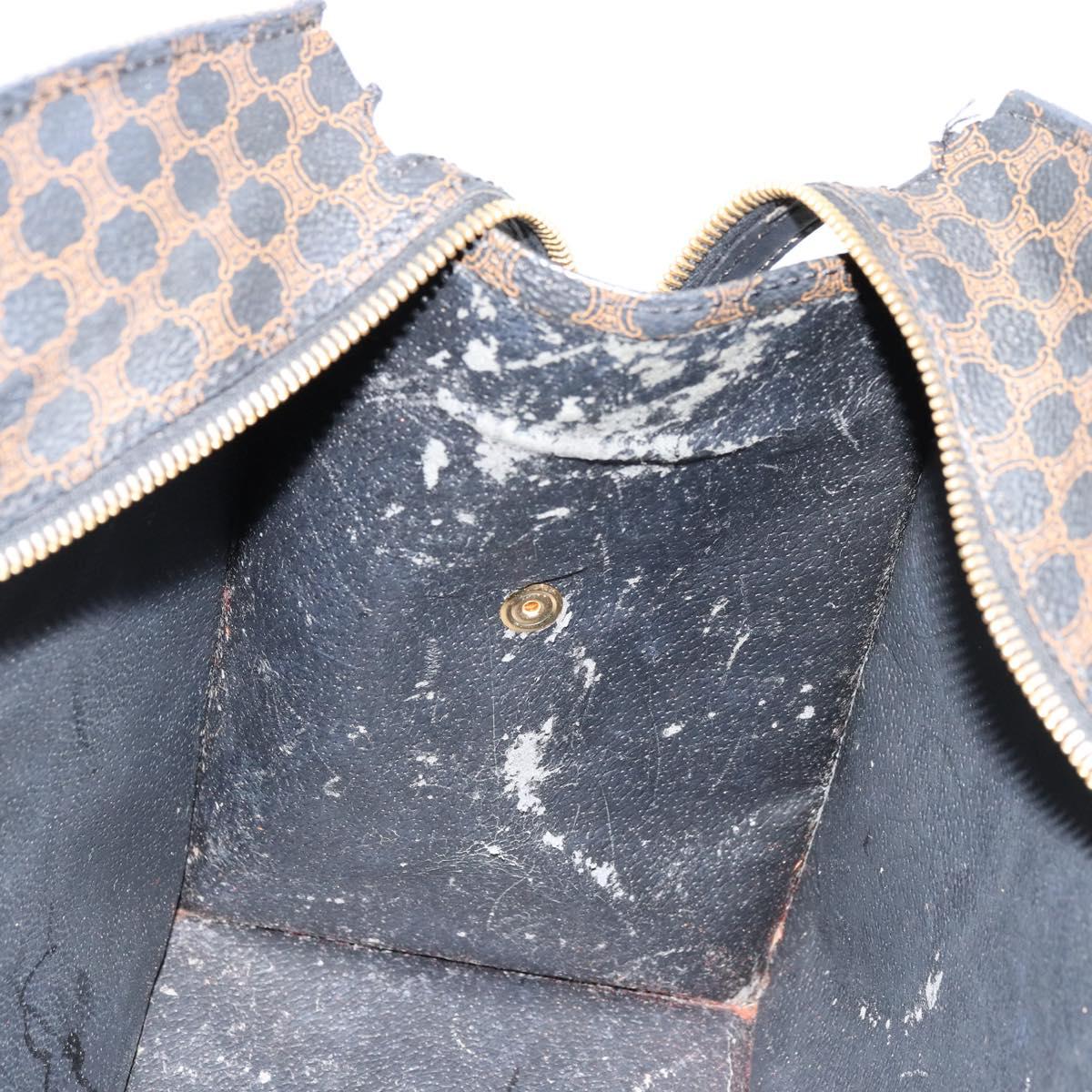 CELINE Macadam Canvas Hand Bag PVC Leather Black Gold Auth 177722