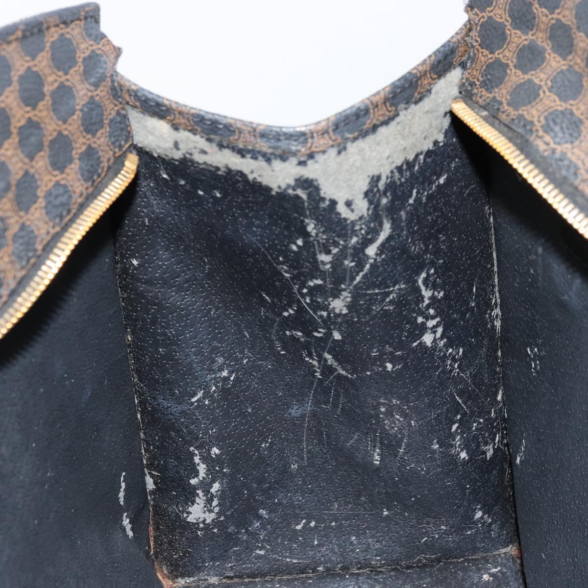 CELINE Macadam Canvas Hand Bag PVC Leather Black Gold Auth 177722