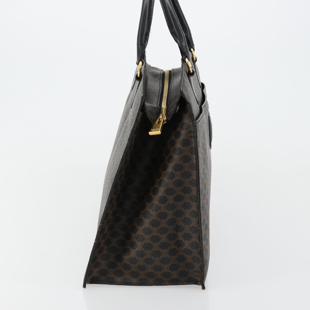 CELINE Macadam Canvas Hand Bag PVC Leather Black Gold Auth 177722