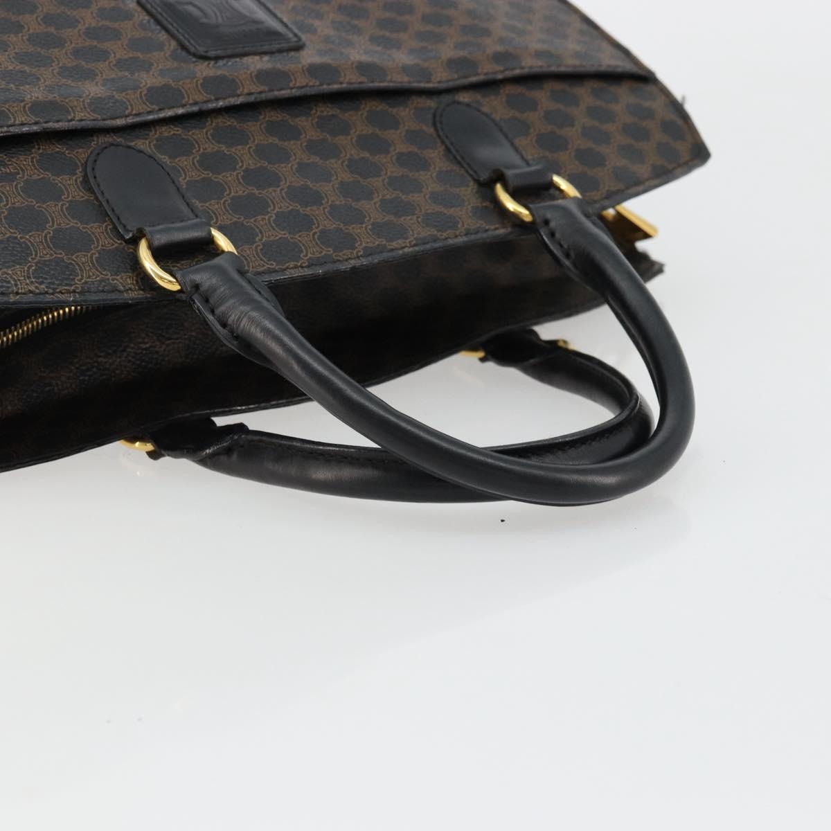 CELINE Macadam Canvas Hand Bag PVC Leather Black Gold Auth 177722