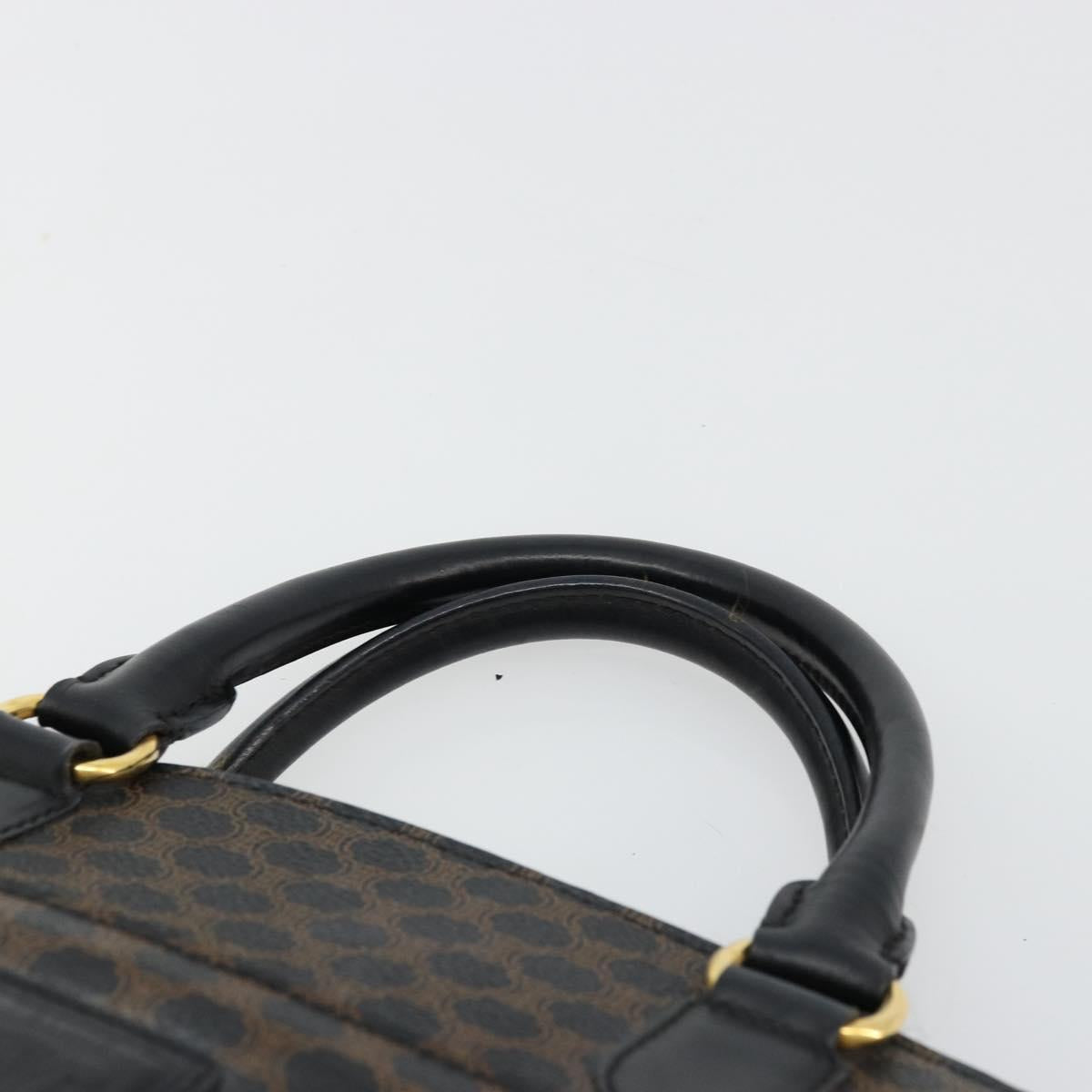CELINE Macadam Canvas Hand Bag PVC Leather Black Gold Auth 177722