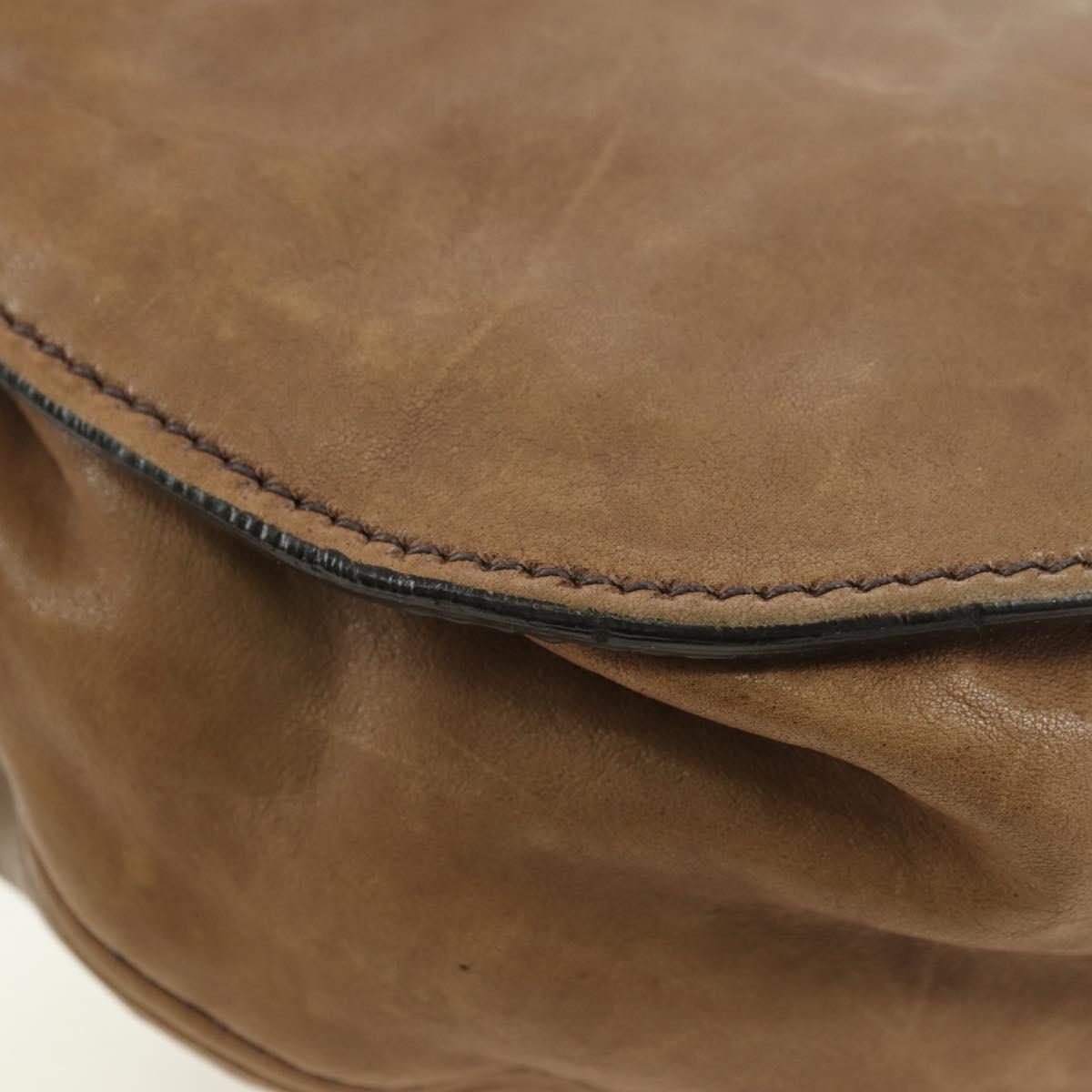Miu Miu Shoulder Bag Leather Brown Gold Auth 177730A