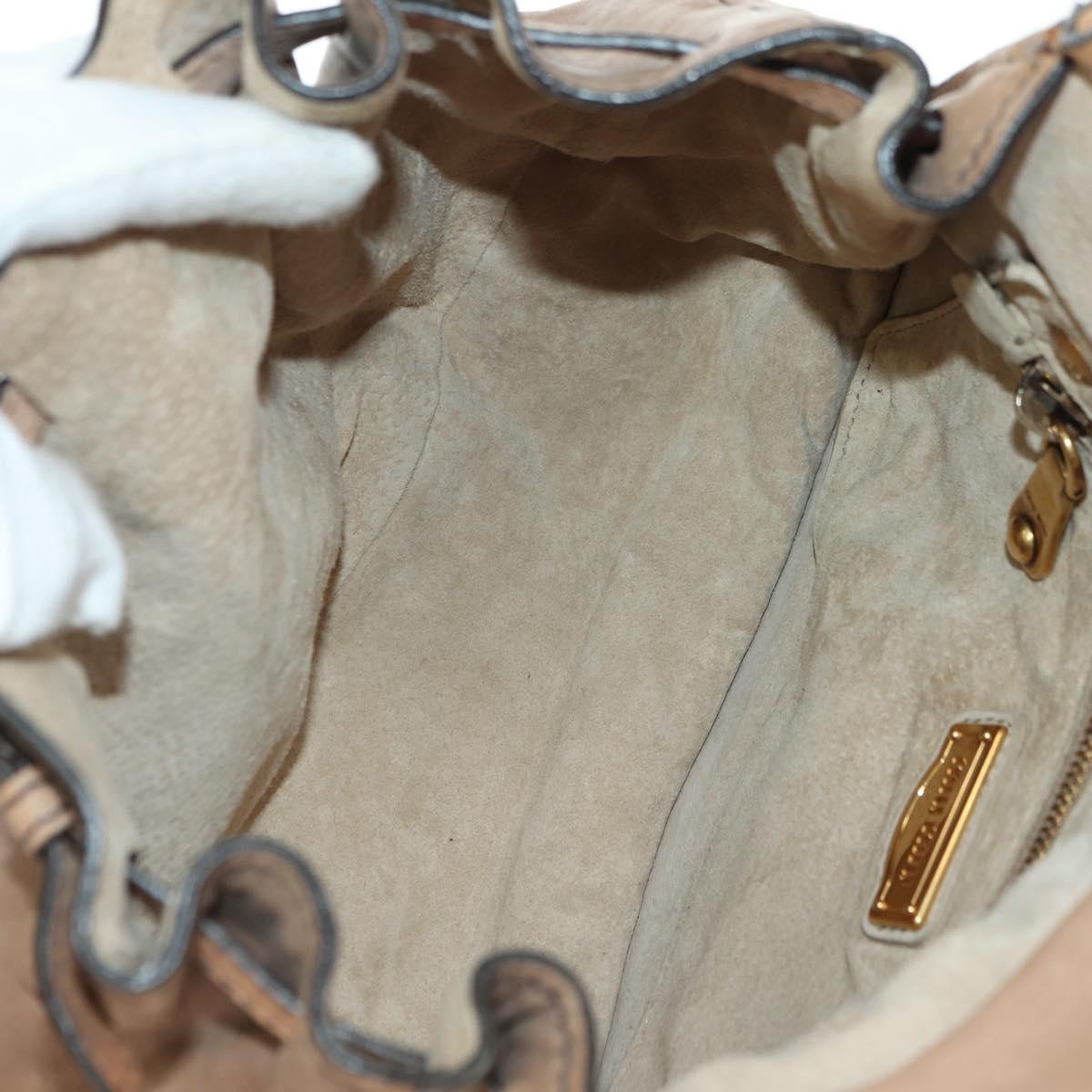 Miu Miu Shoulder Bag Leather Brown Gold Auth 177730A