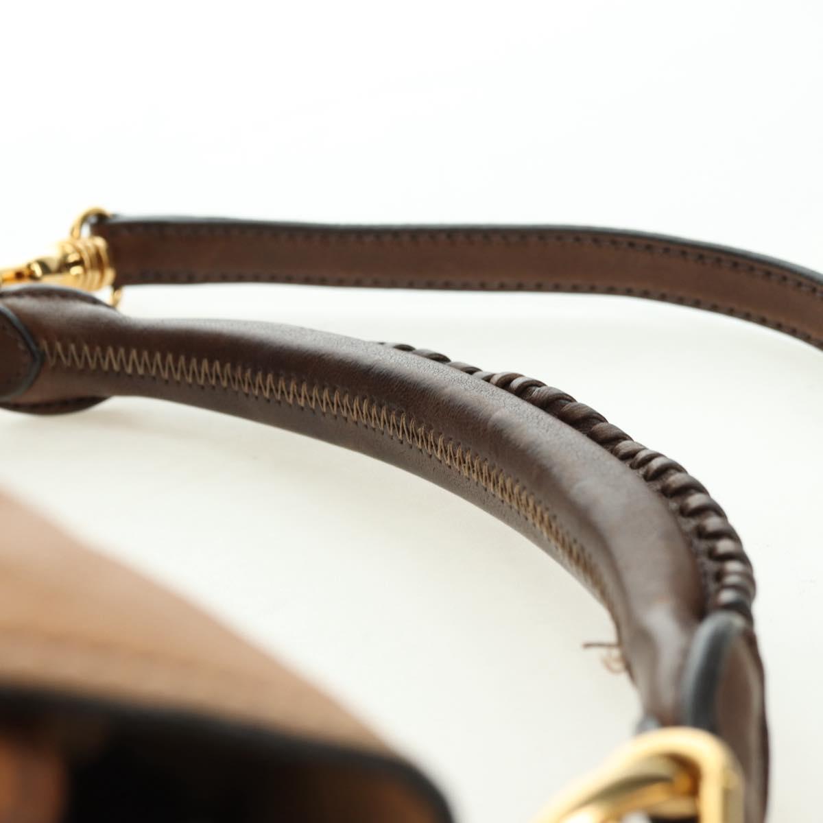 Miu Miu Shoulder Bag Leather Brown Gold Auth 177730A
