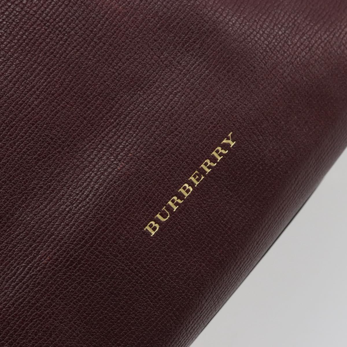 BURBERRY Nova Check Shoulder Bag Canvas Leather Bordeaux Gold Auth 177737A