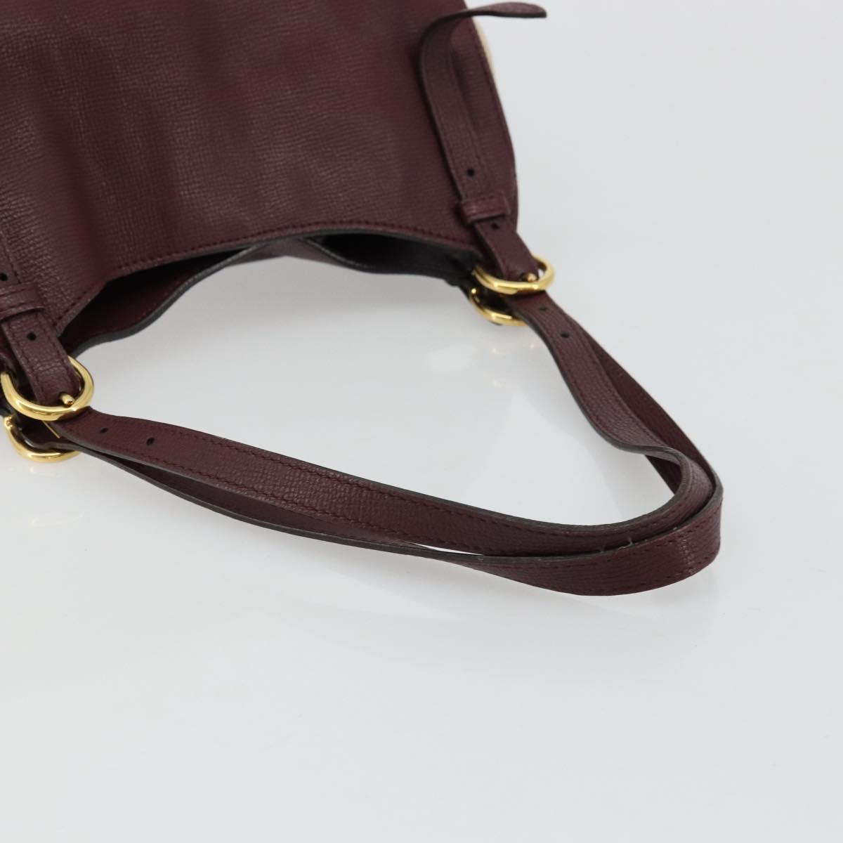 BURBERRY Nova Check Shoulder Bag Canvas Leather Bordeaux Gold Auth 177737A