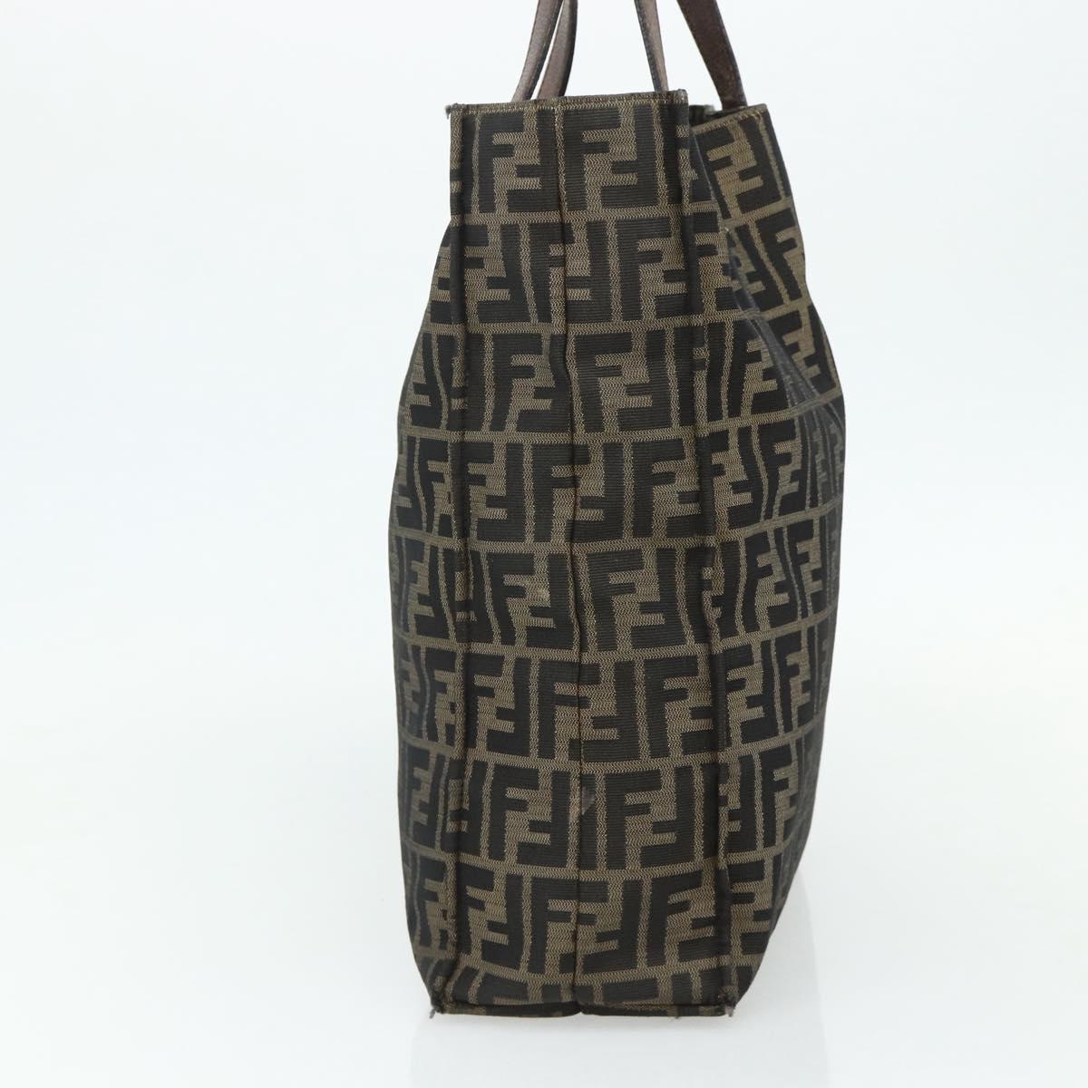 FENDI Zucca Canvas Tote Bag Black Brown Auth 177771