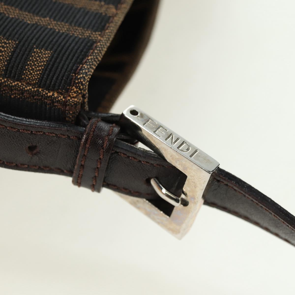 FENDI Zucca Canvas Mamma Baguette Shoulder Bag Brown Black Auth 177772SAV