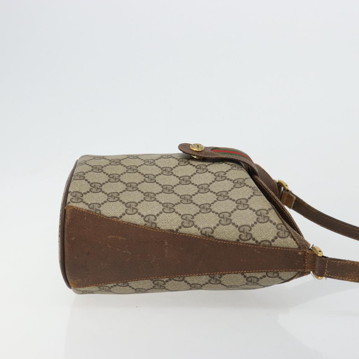 GUCCI GG Supreme Web Sherry Line Bag PVC Beige Gold 904 02 081 Auth 177778