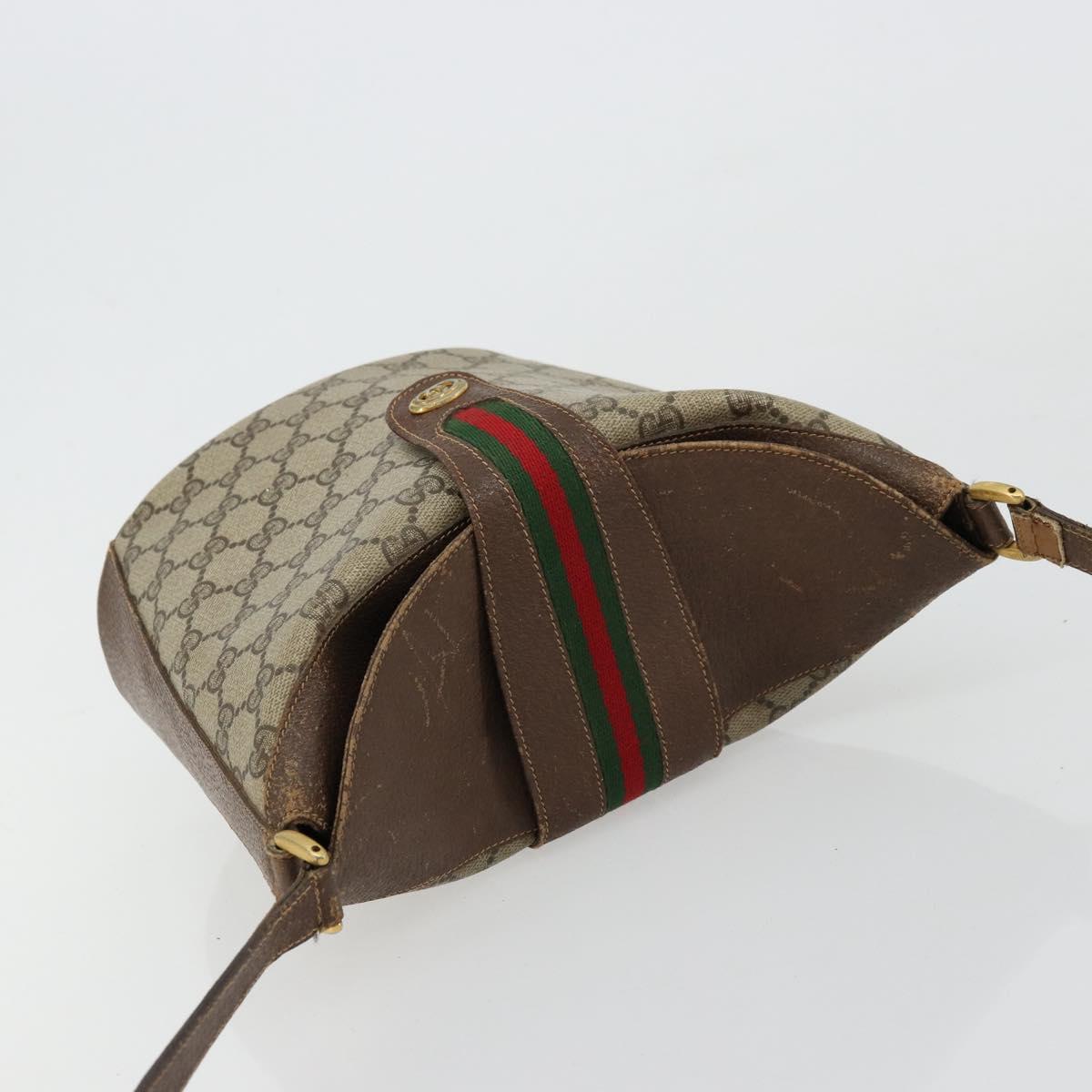 GUCCI GG Supreme Web Sherry Line Bag PVC Beige Gold 904 02 081 Auth 177778