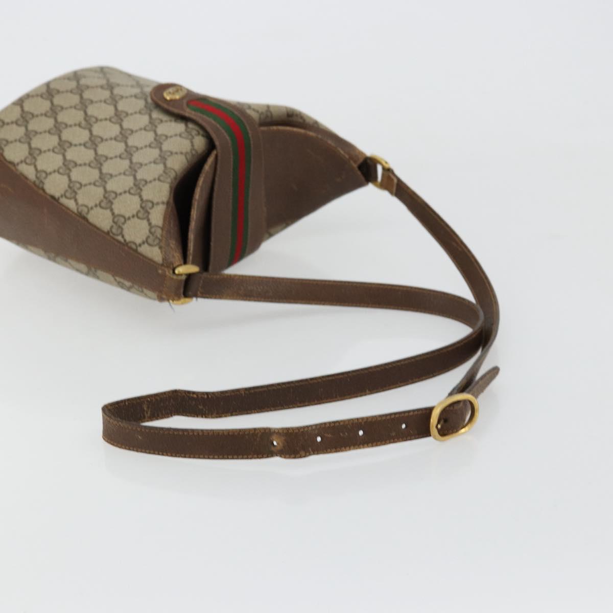 GUCCI GG Supreme Web Sherry Line Bag PVC Beige Gold 904 02 081 Auth 177778