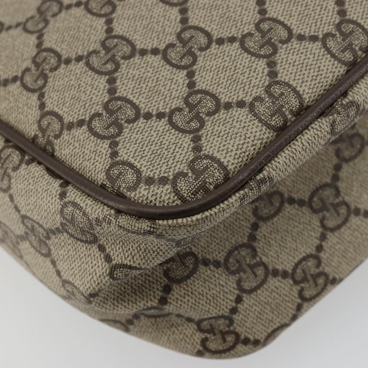 GUCCI GG Supreme Web Sherry Line Hand Bag PVC Beige Gold Auth 177779