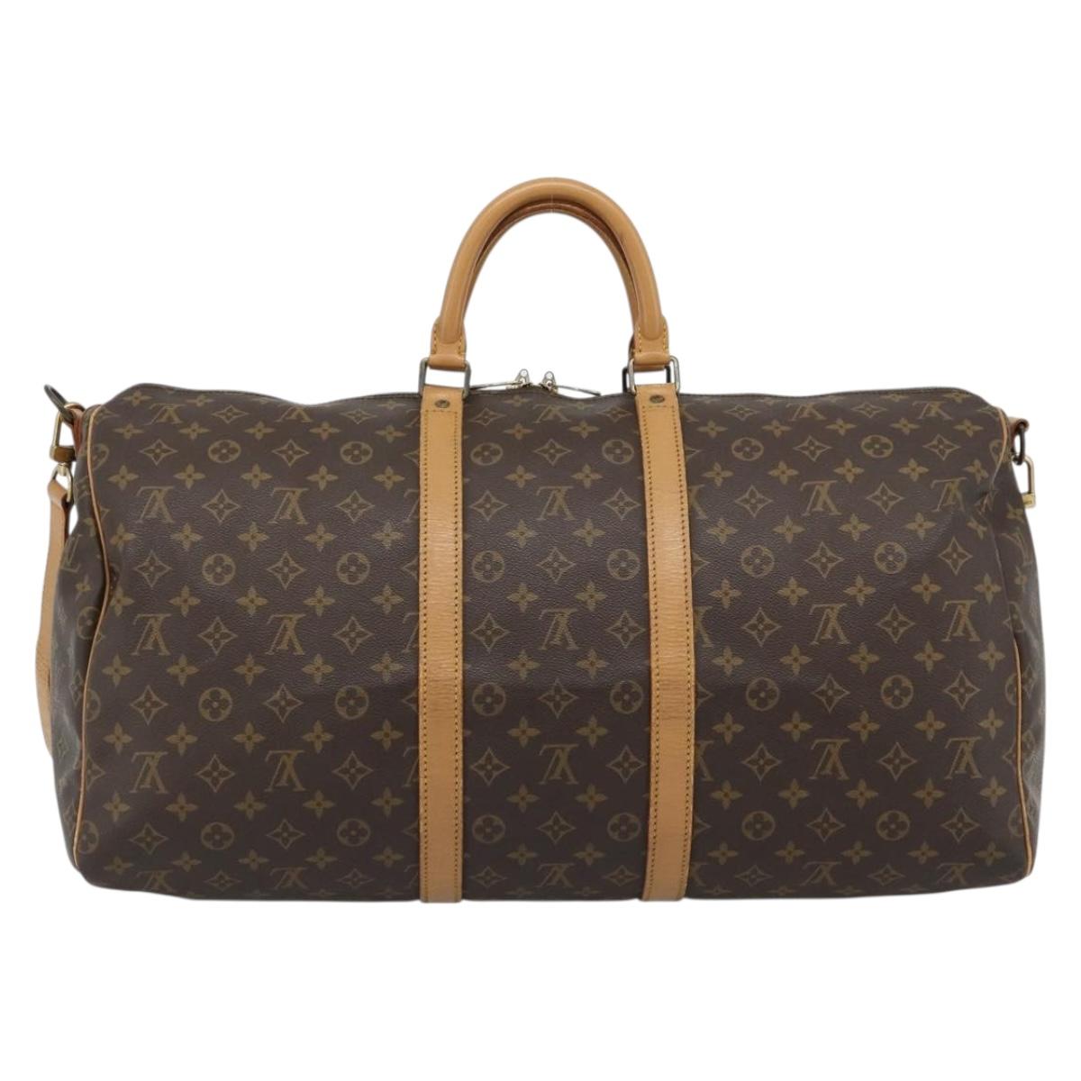 LOUIS VUITTON Monogram Keepall Bandouliere 55 Boston Bag M41414 LV Auth 177780
