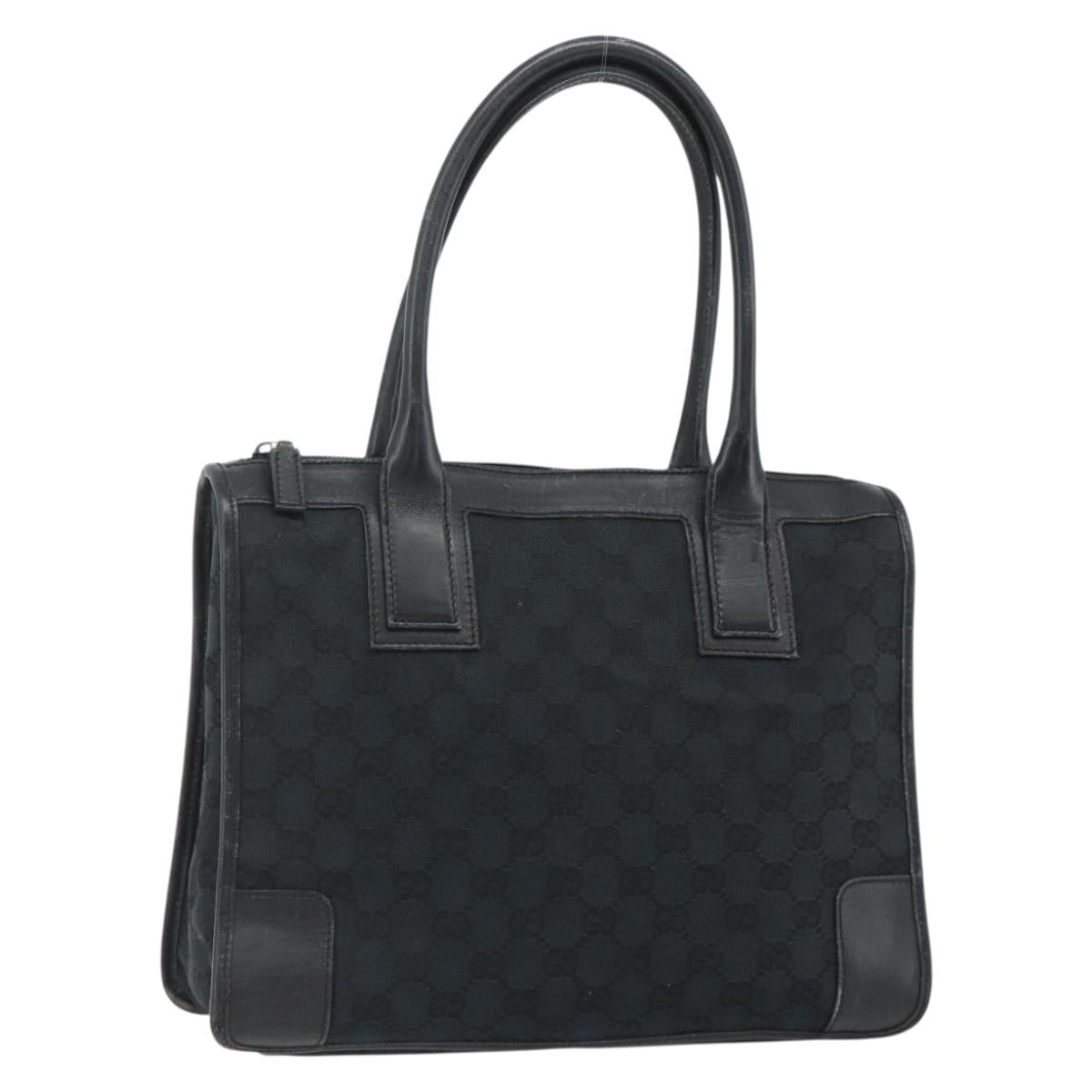 GUCCI GG Canvas Tote Bag Black Gold Auth 177786