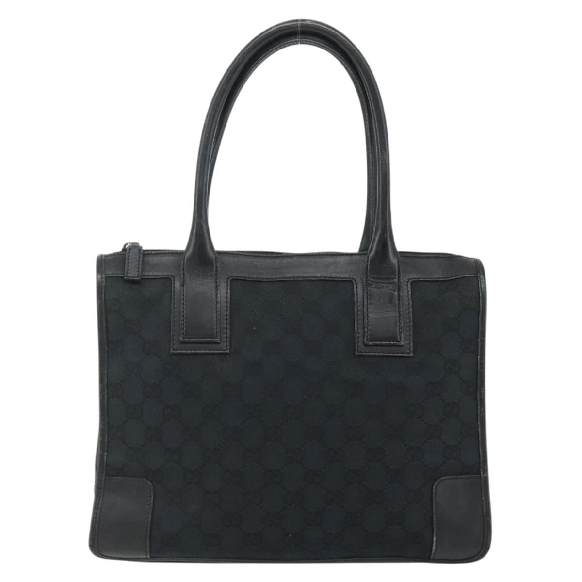 GUCCI GG Canvas Tote Bag Black Gold Auth 177786
