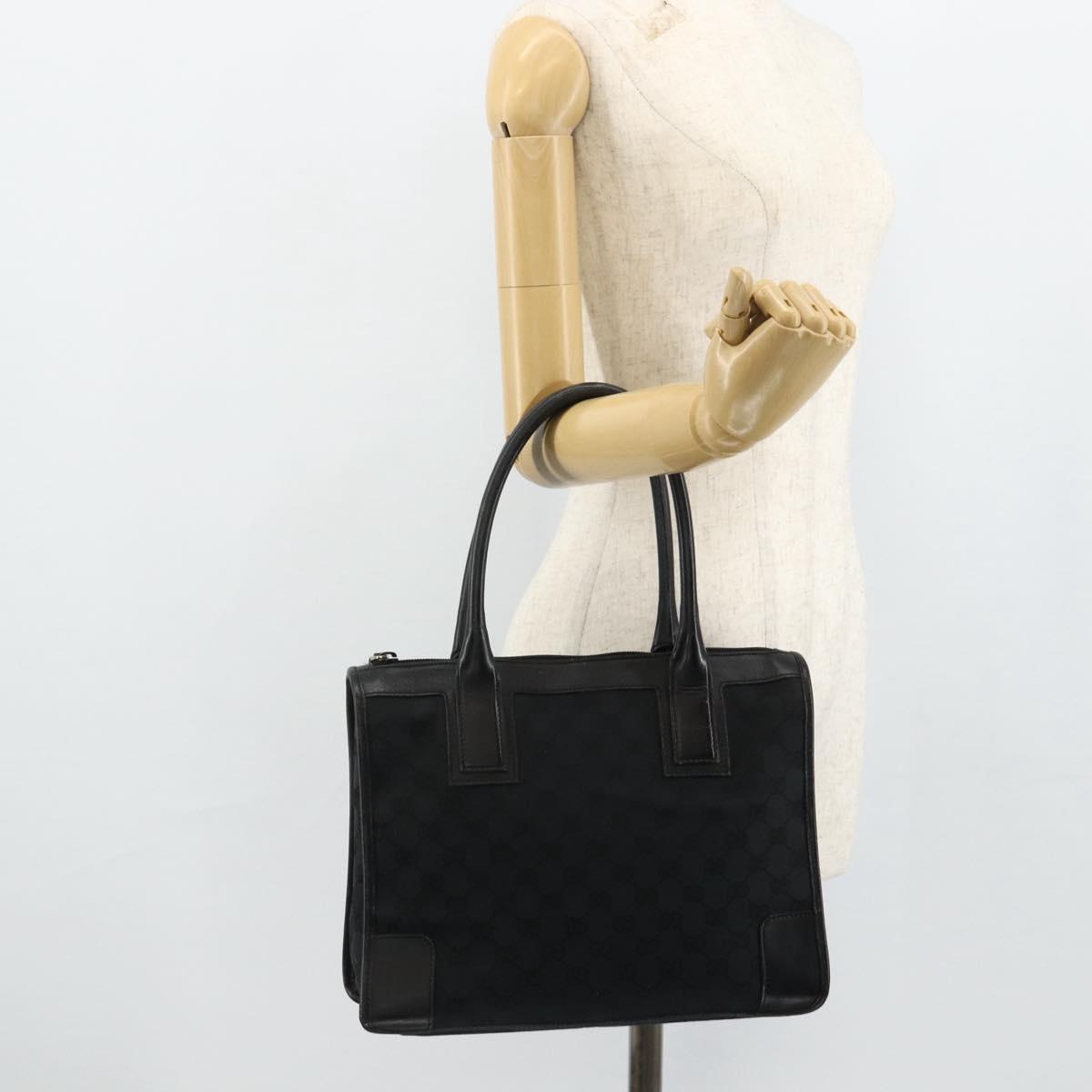 GUCCI GG Canvas Tote Bag Black Gold Auth 177786
