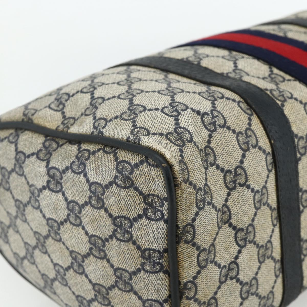 GUCCI GG Supreme Sherry Line Hand Bag PVC Navy Gold 39 02 007 Auth 177794