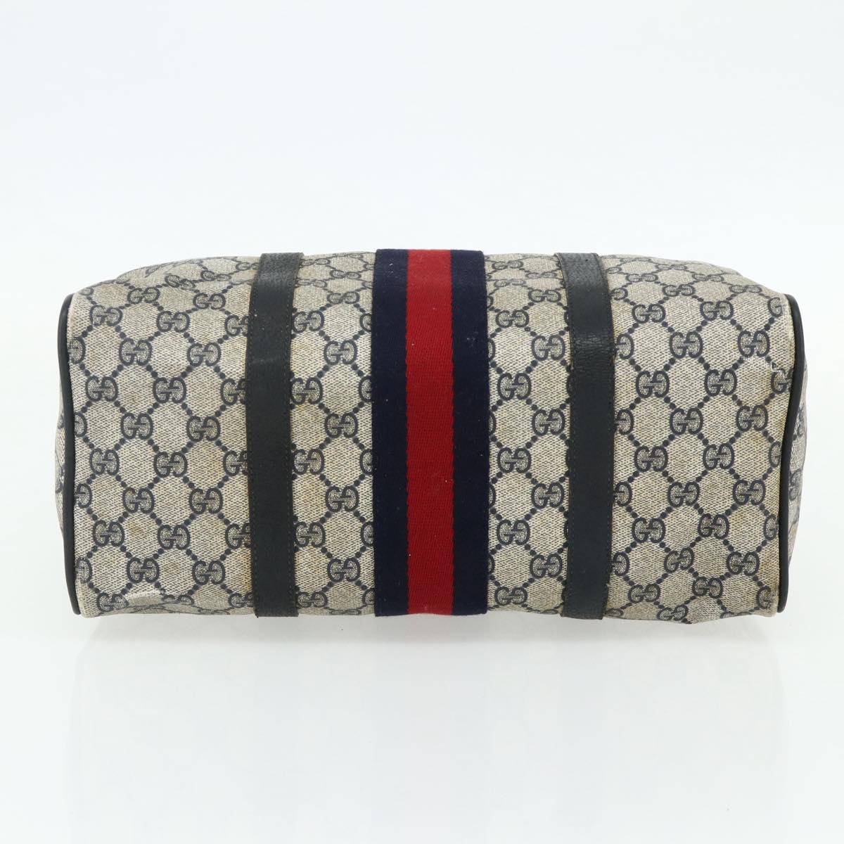 GUCCI GG Supreme Sherry Line Hand Bag PVC Navy Gold 39 02 007 Auth 177794