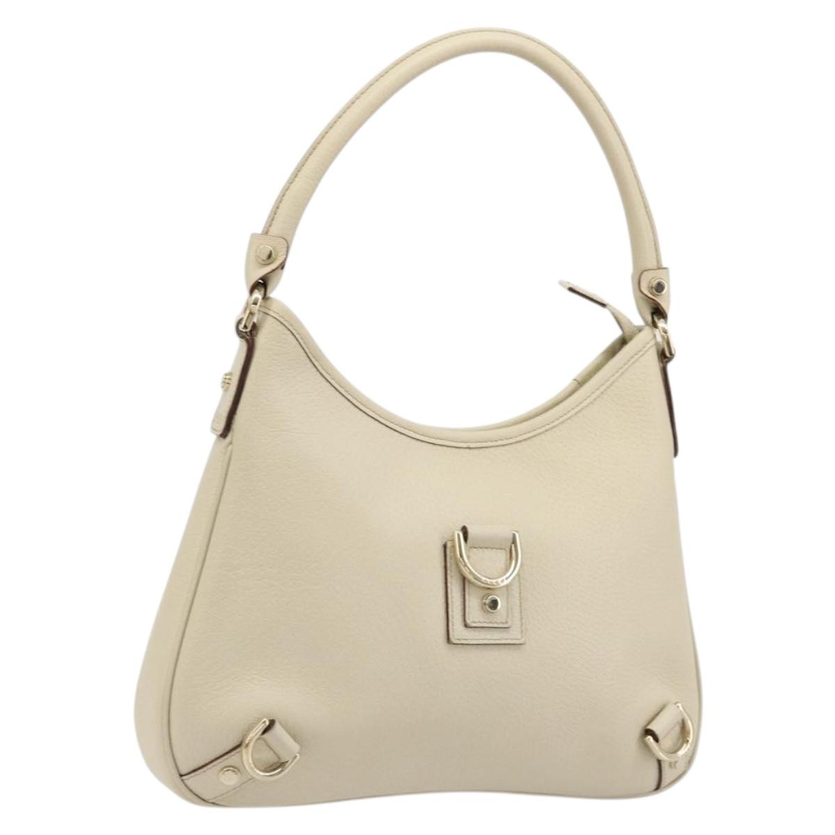 GUCCI Abbey Shoulder Bag Leather Beige Gold 130738 Auth 177798SAV