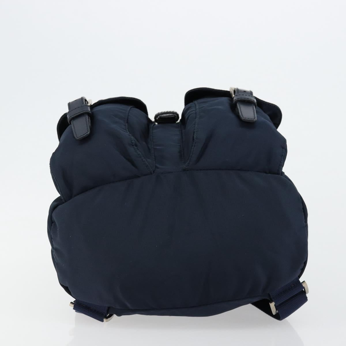 PRADA Backpack Nylon Navy Silver Auth 177799