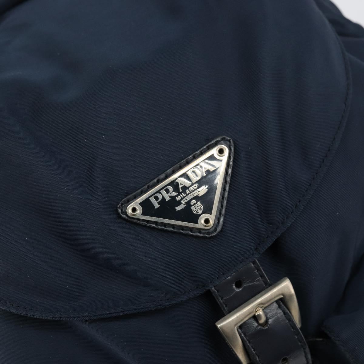 PRADA Backpack Nylon Navy Silver Auth 177799