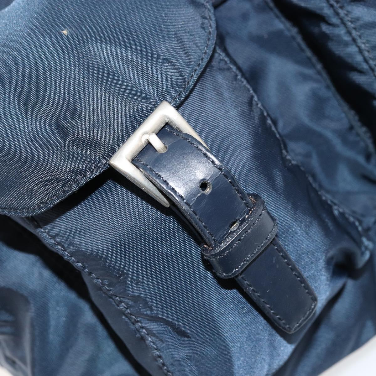 PRADA Backpack Nylon Navy Silver Auth 177799
