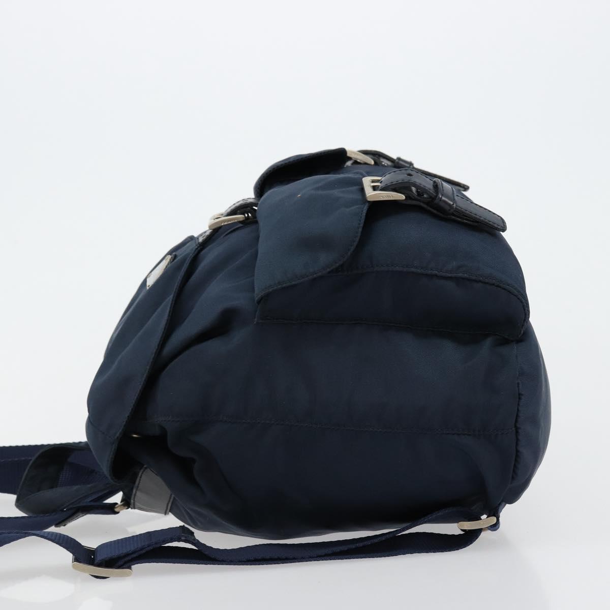 PRADA Backpack Nylon Navy Silver Auth 177799