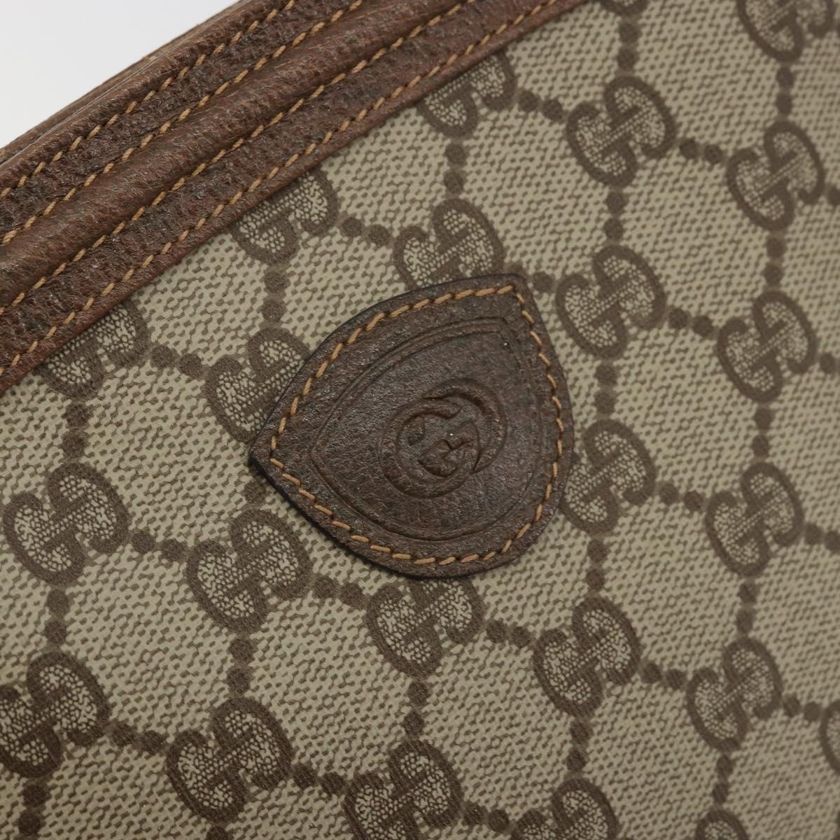 GUCCI GG Supreme Shoulder Bag PVC Beige Gold Auth 177800