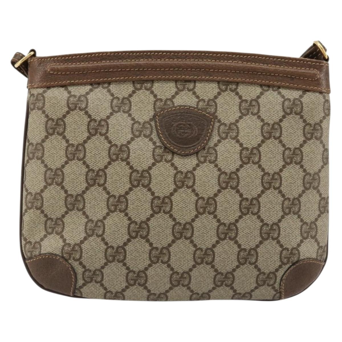 GUCCI GG Supreme Shoulder Bag PVC Beige Gold Auth 177800