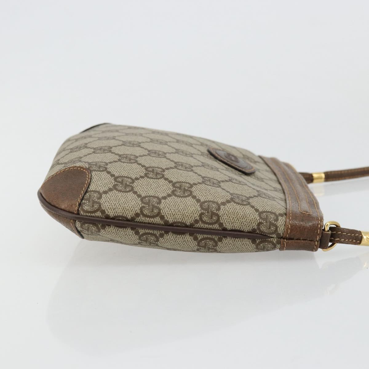 GUCCI GG Supreme Shoulder Bag PVC Beige Gold Auth 177800