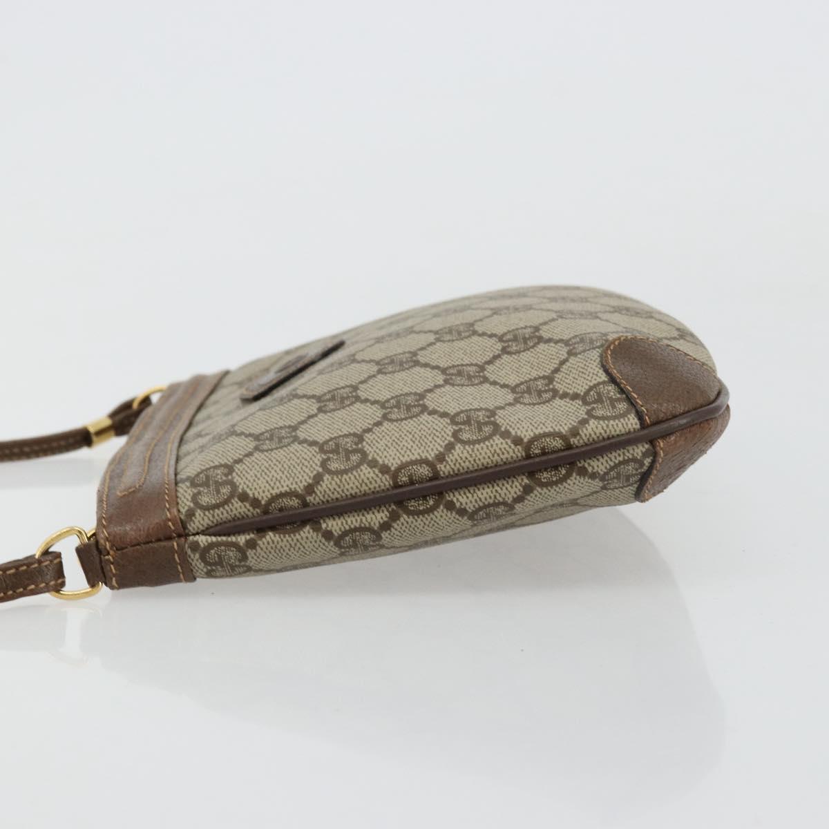 GUCCI GG Supreme Shoulder Bag PVC Beige Gold Auth 177800