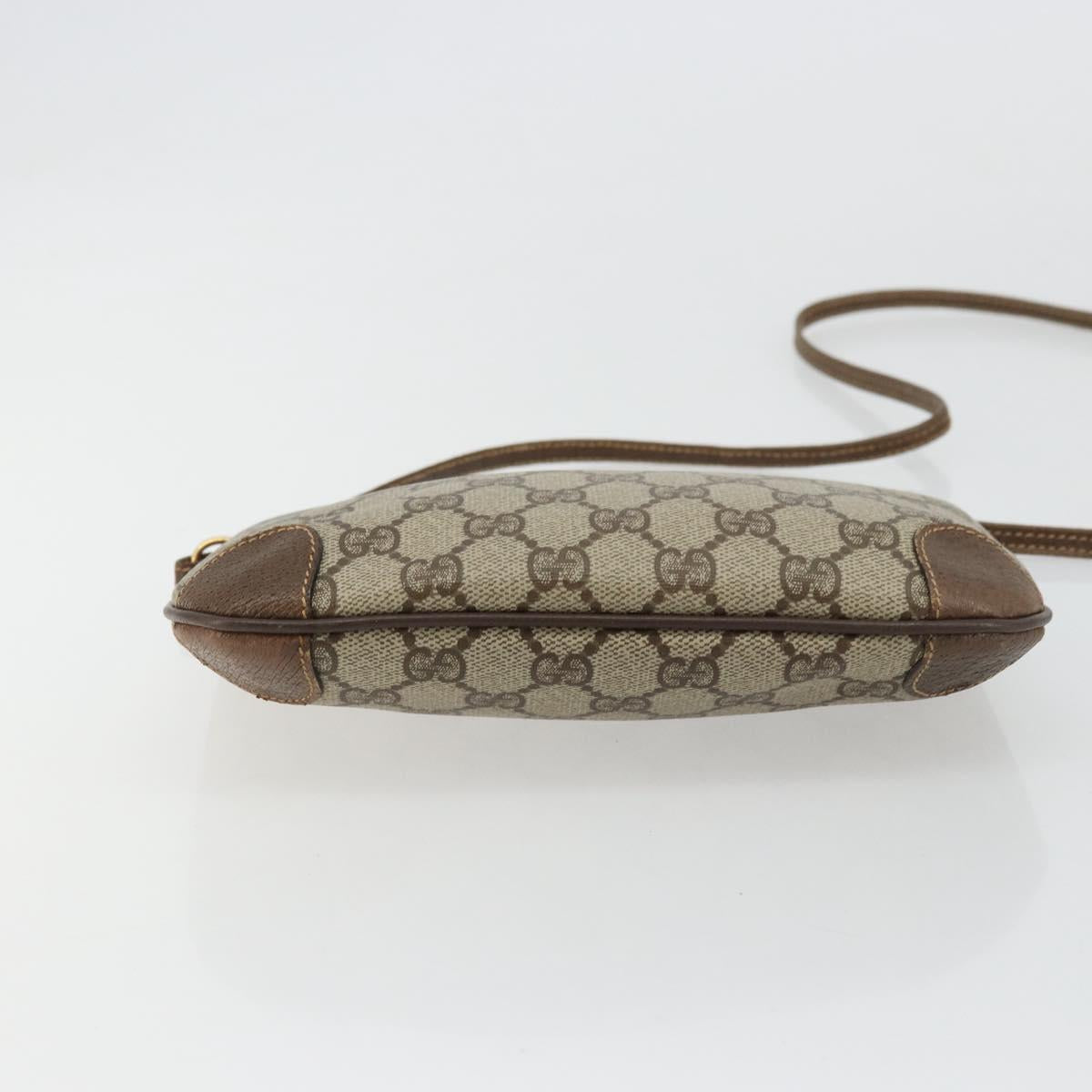 GUCCI GG Supreme Shoulder Bag PVC Beige Gold Auth 177800