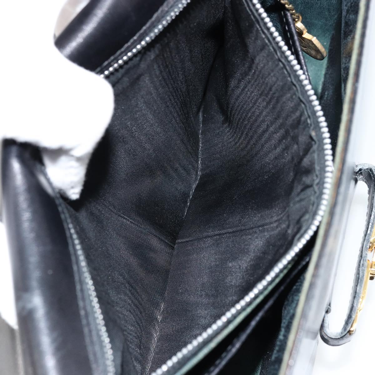 CELINE Shoulder Bag Leather Black Gold Auth 177801
