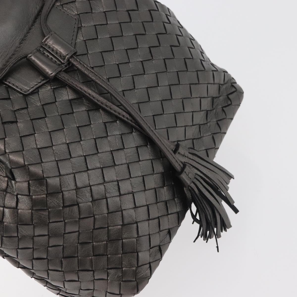 BOTTEGA VENETA INTRECCIATO Purse Hand Bag Leather Silver Gold Auth 177803