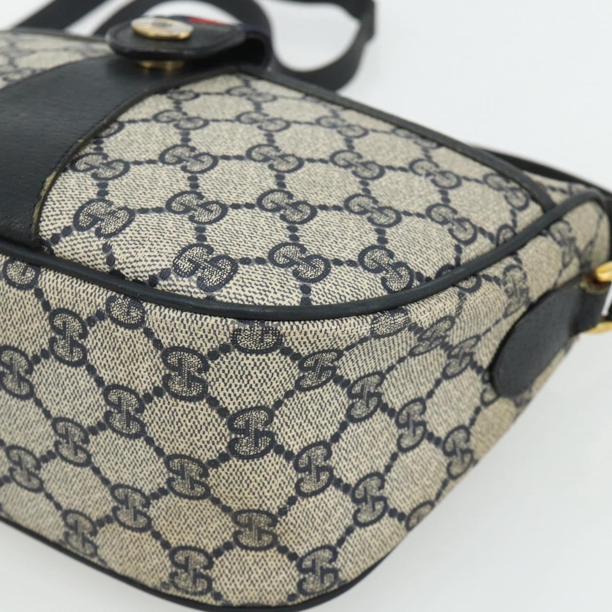 GUCCI GG Supreme Sherry Line Shoulder Bag PVC Navy Gold 89 02 032 Auth 177813
