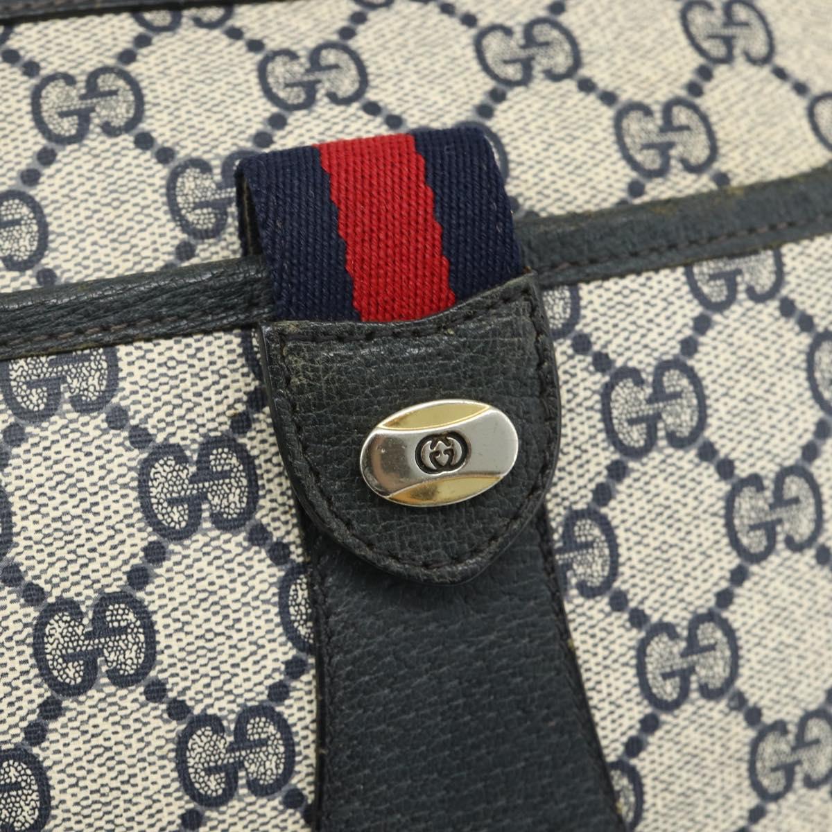 GUCCI GG Supreme Sherry Line Shoulder Bag PVC Navy Gold 89 02 032 Auth 177813