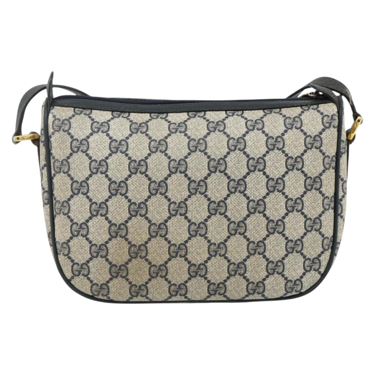 GUCCI GG Supreme Sherry Line Shoulder Bag PVC Navy Gold 89 02 032 Auth 177813