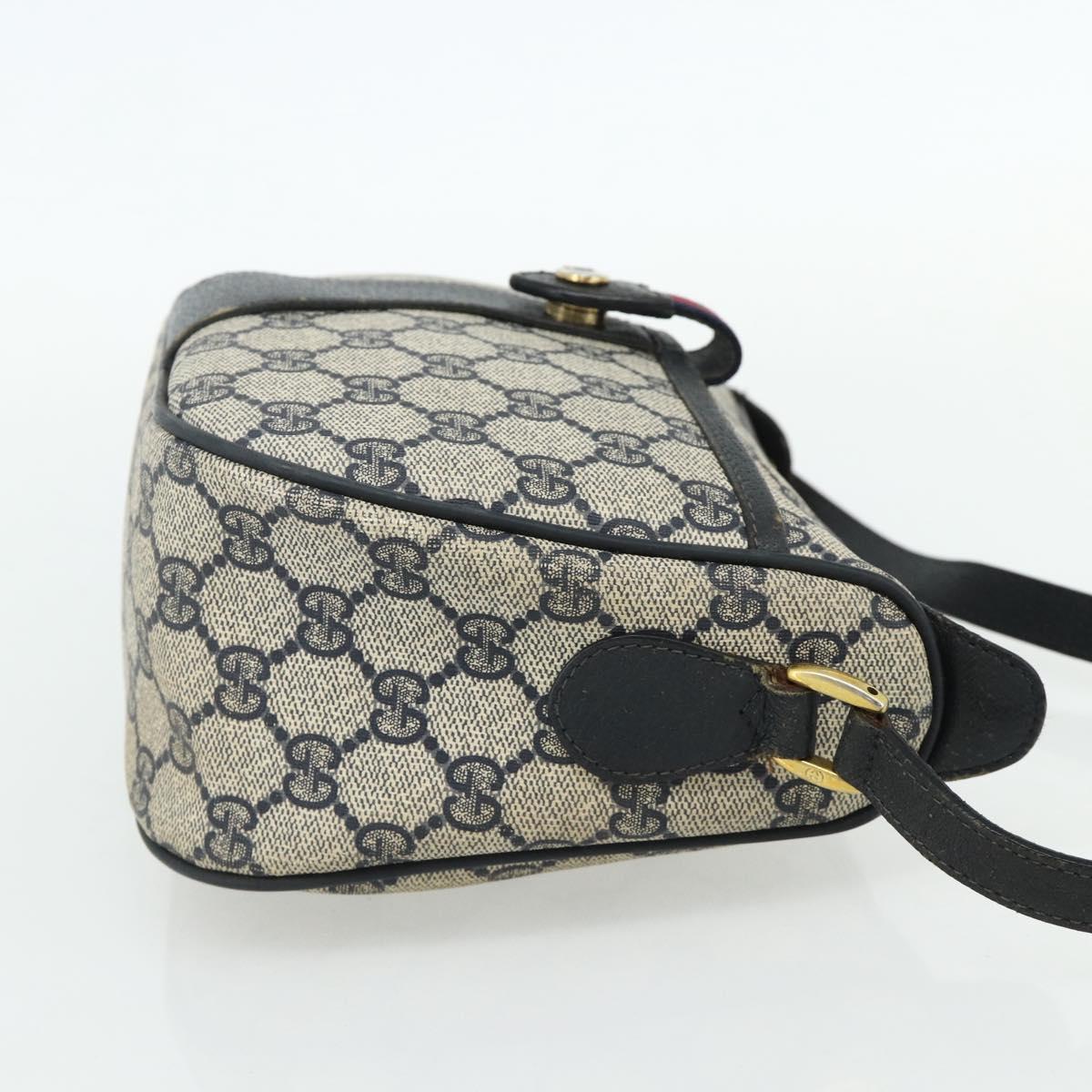 GUCCI GG Supreme Sherry Line Shoulder Bag PVC Navy Gold 89 02 032 Auth 177813