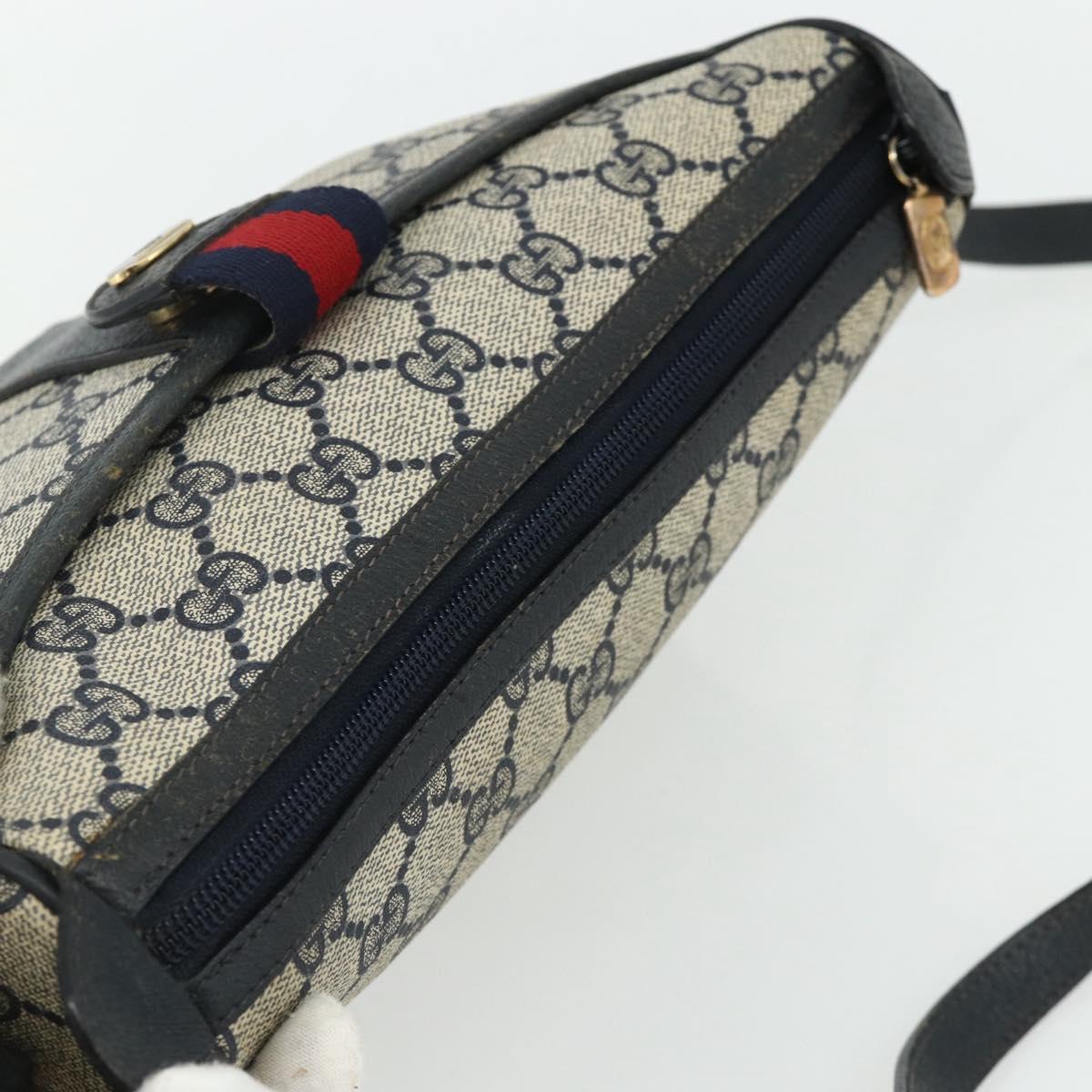 GUCCI GG Supreme Sherry Line Shoulder Bag PVC Navy Gold 89 02 032 Auth 177813