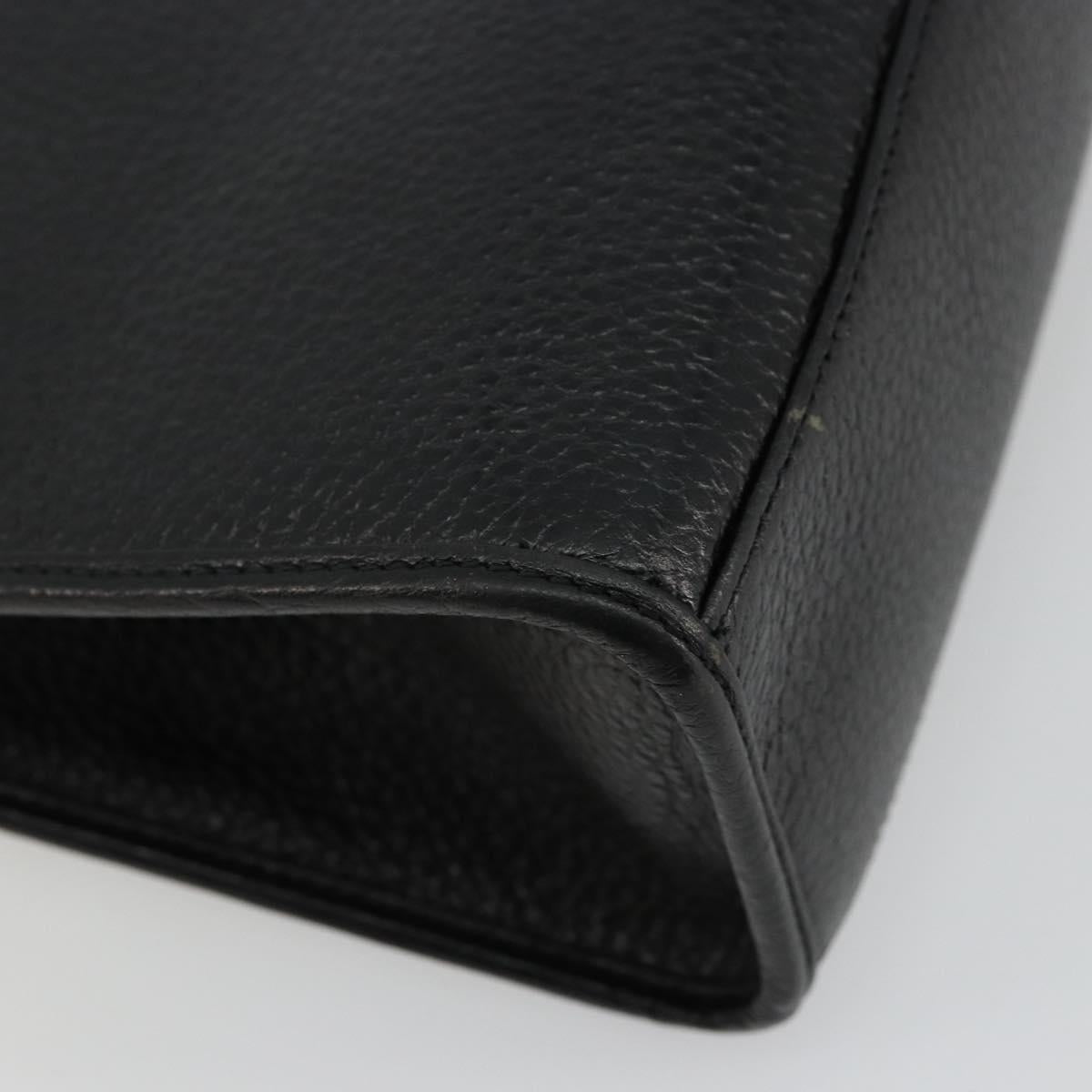 Christian Dior Hand Bag Leather Black Gold Auth 177815