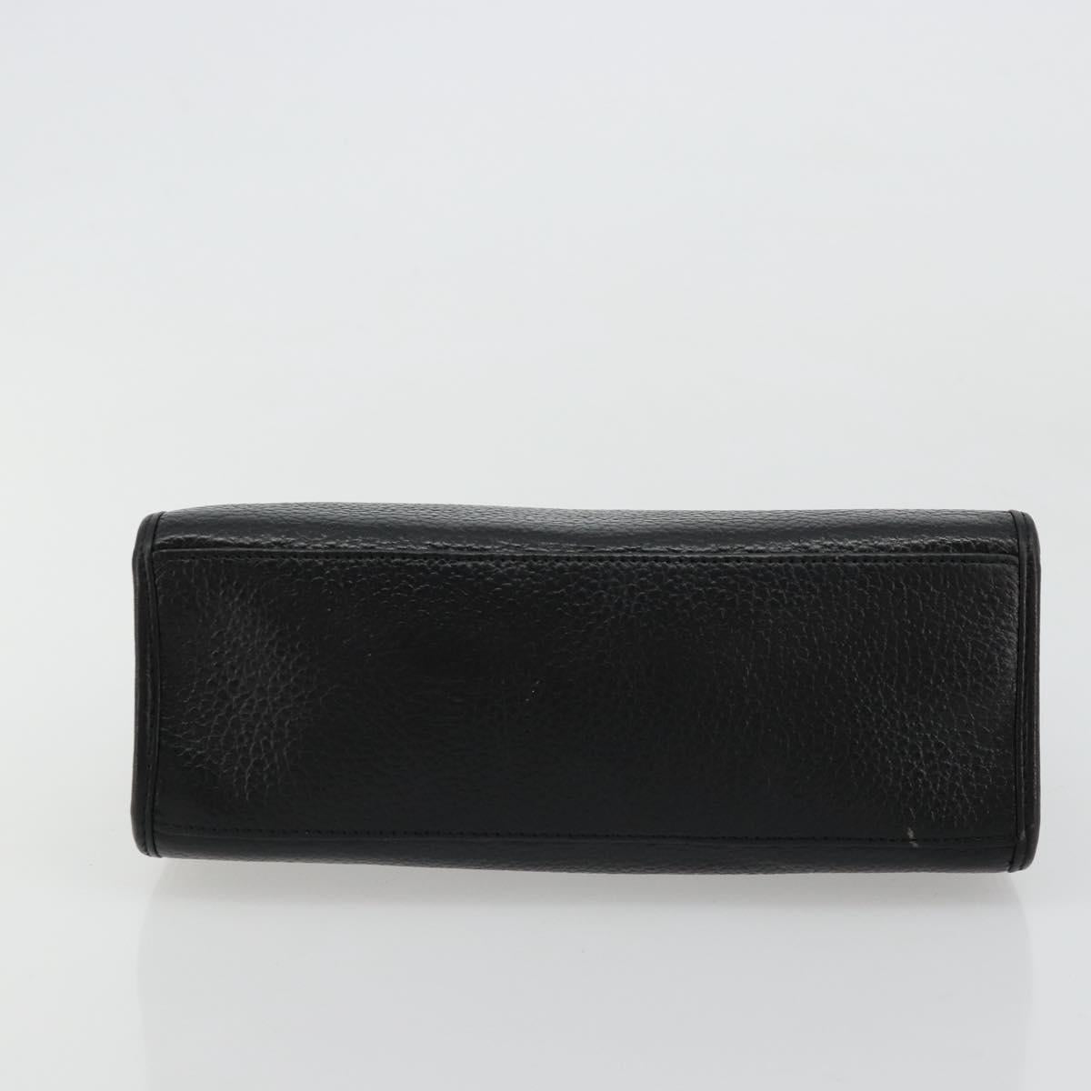 Christian Dior Hand Bag Leather Black Gold Auth 177815