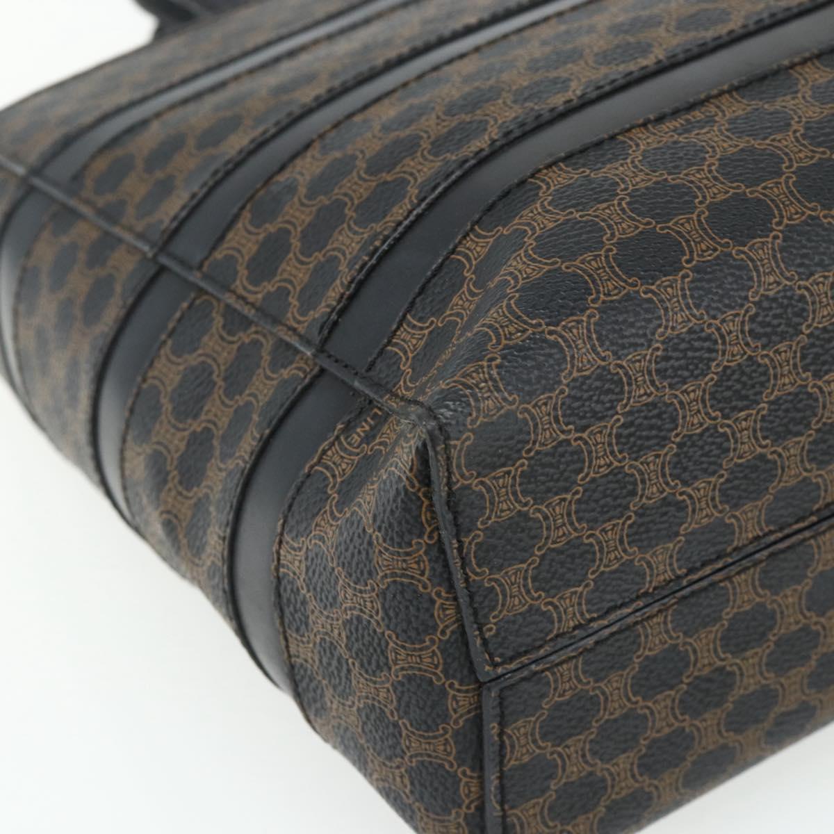 CELINE Macadam Canvas Tote Bag PVC Leather Black Gold Auth 177820