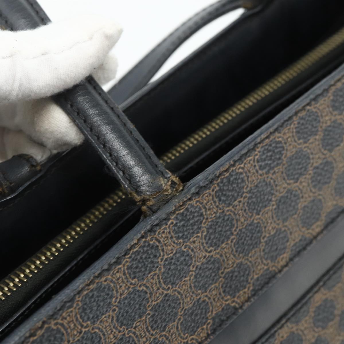 CELINE Macadam Canvas Tote Bag PVC Leather Black Gold Auth 177820