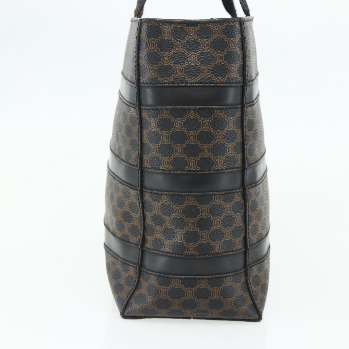 CELINE Macadam Canvas Tote Bag PVC Leather Black Gold Auth 177820